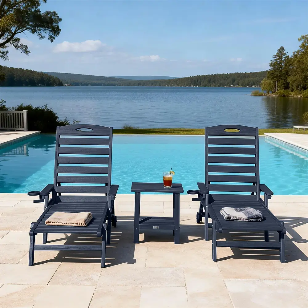 HDPE Patio Chaise Lounge with Arms - Image 29