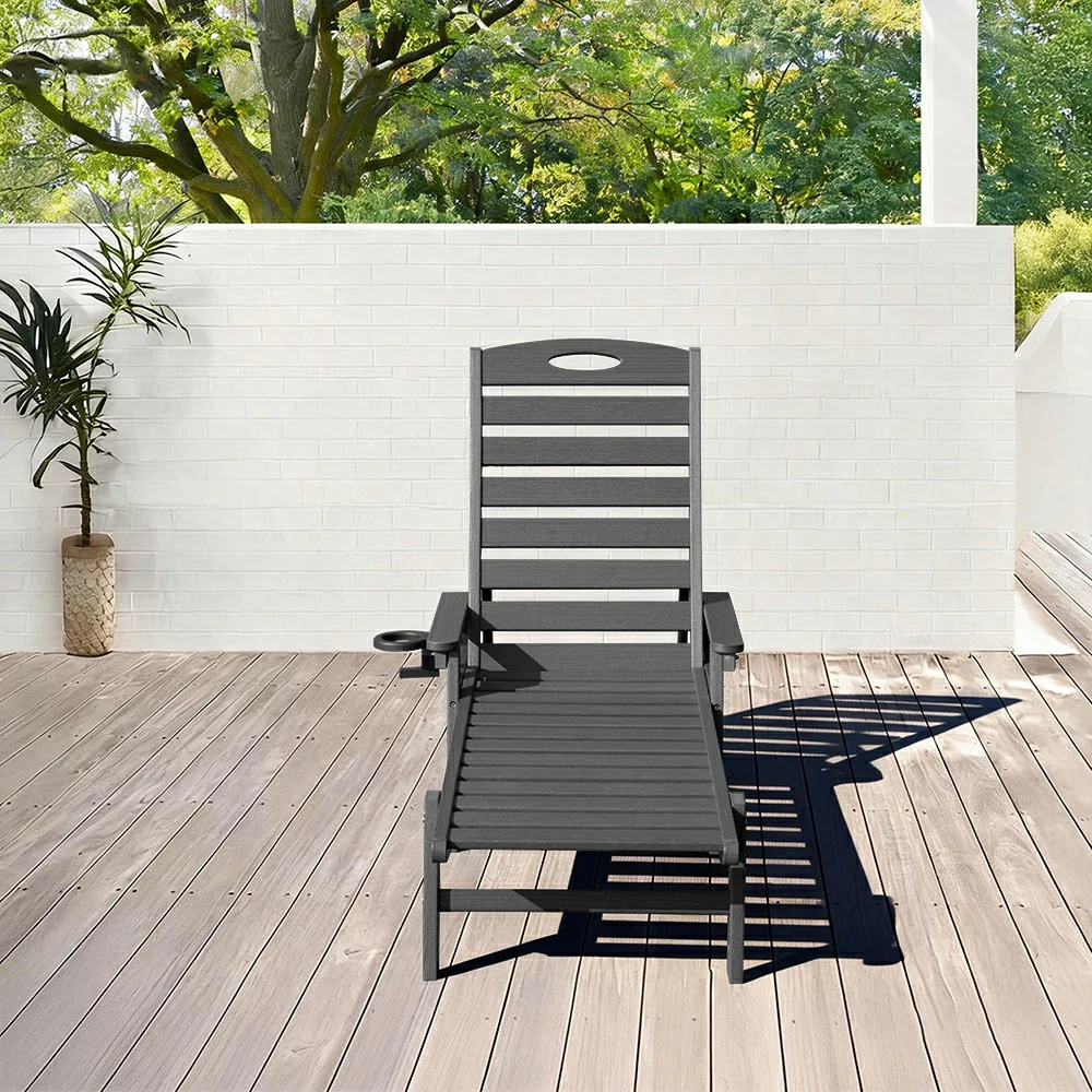 HDPE Patio Chaise Lounge with Arms - Image 3