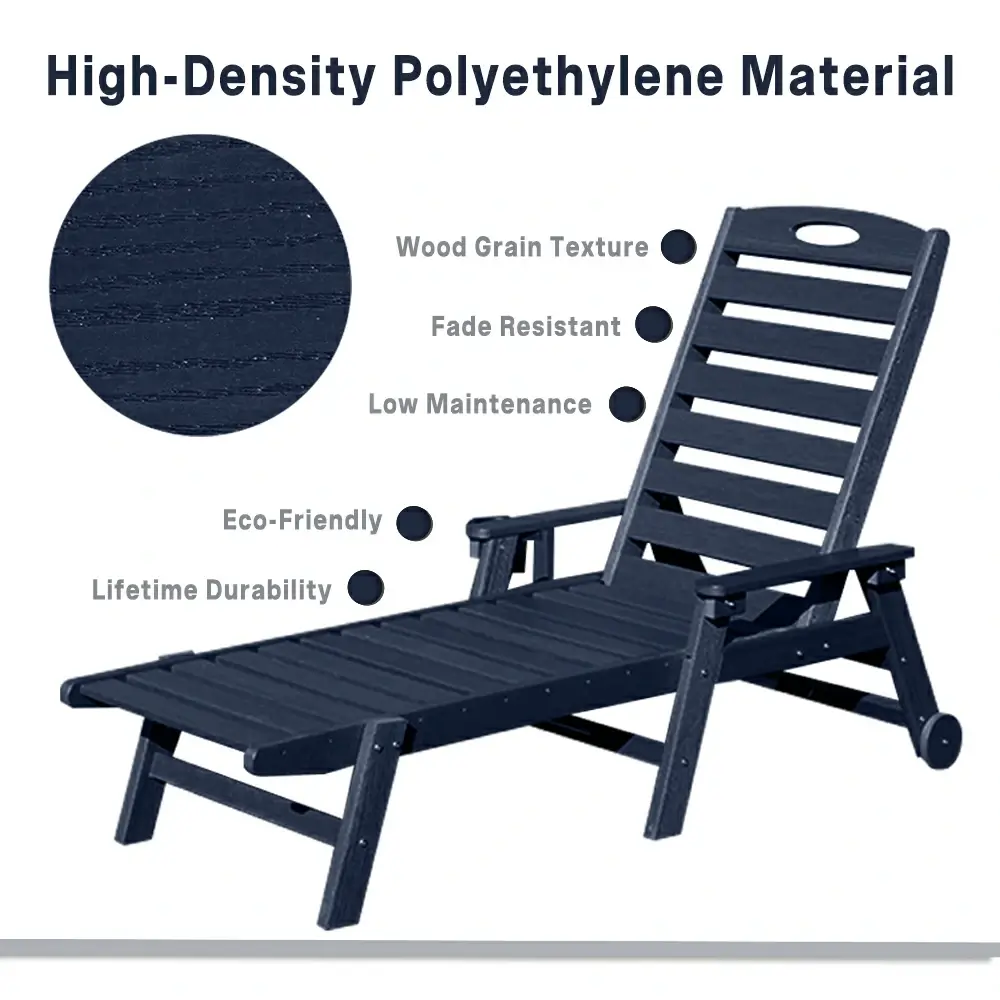 HDPE Patio Chaise Lounge with Arms - Image 31