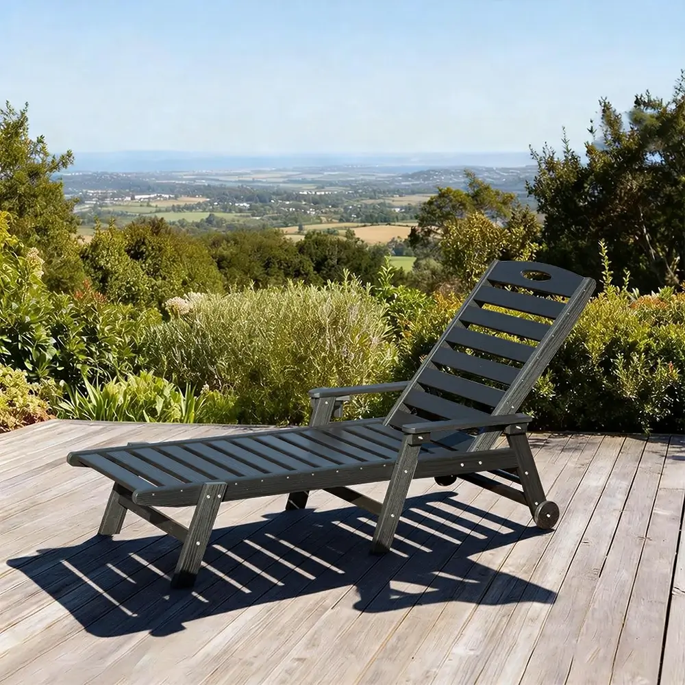 HDPE Patio Chaise Lounge with Arms - Image 35