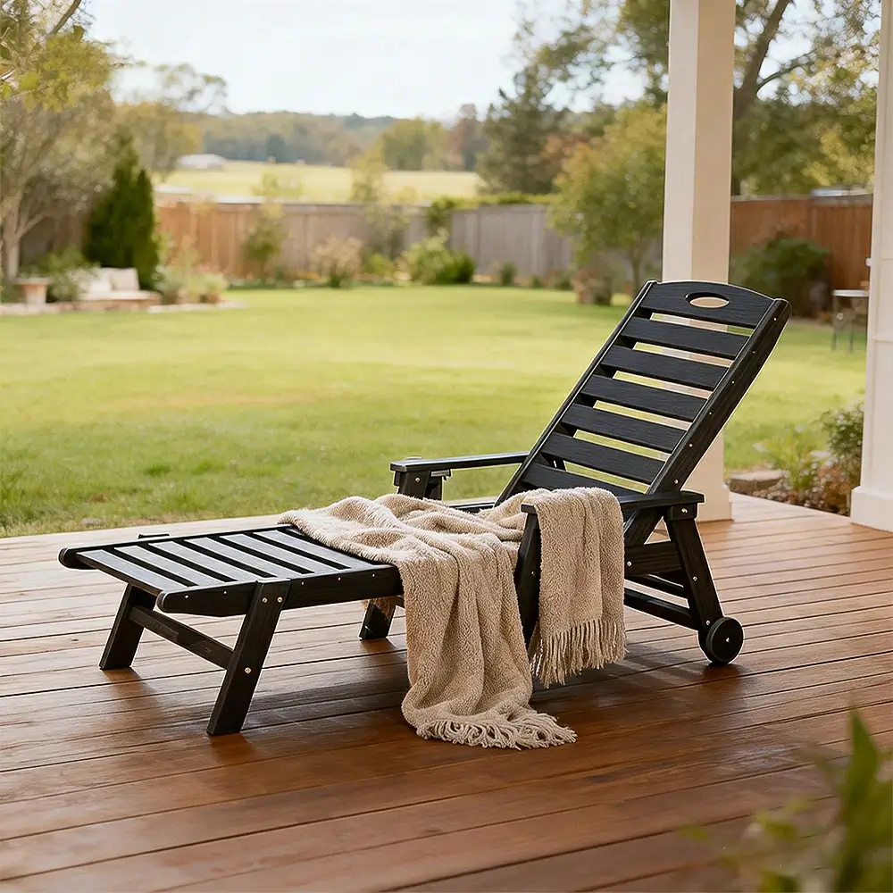 HDPE Patio Chaise Lounge with Arms - Image 36