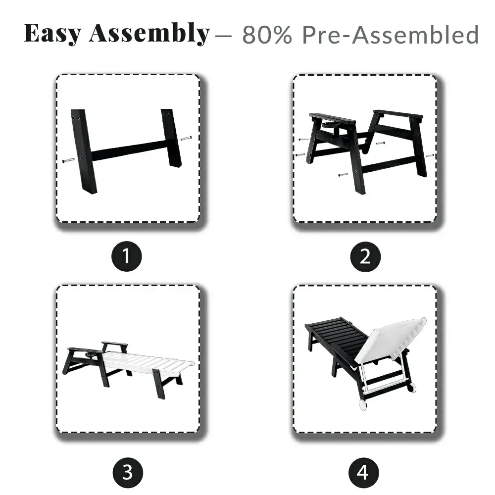 HDPE Patio Chaise Lounge with Arms - Image 41