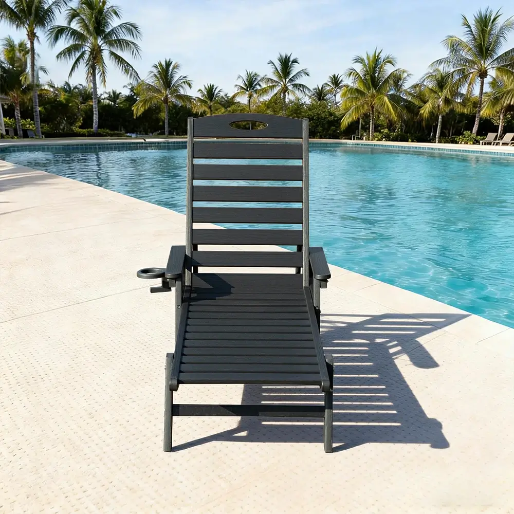 HDPE Patio Chaise Lounge with Arms - Image 42