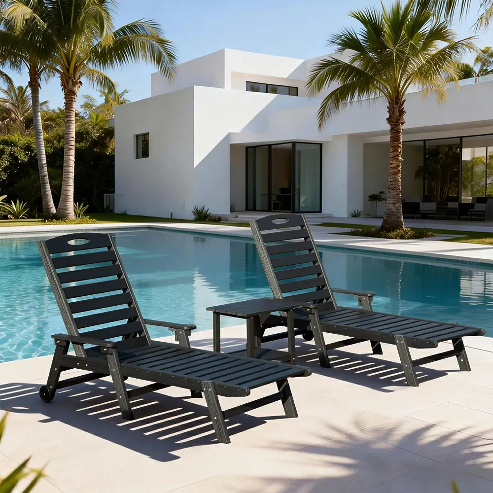 HDPE Patio Chaise Lounge with Arms - Image 43