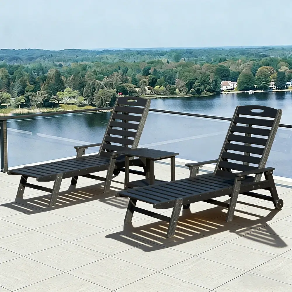 HDPE Patio Chaise Lounge with Arms - Image 44