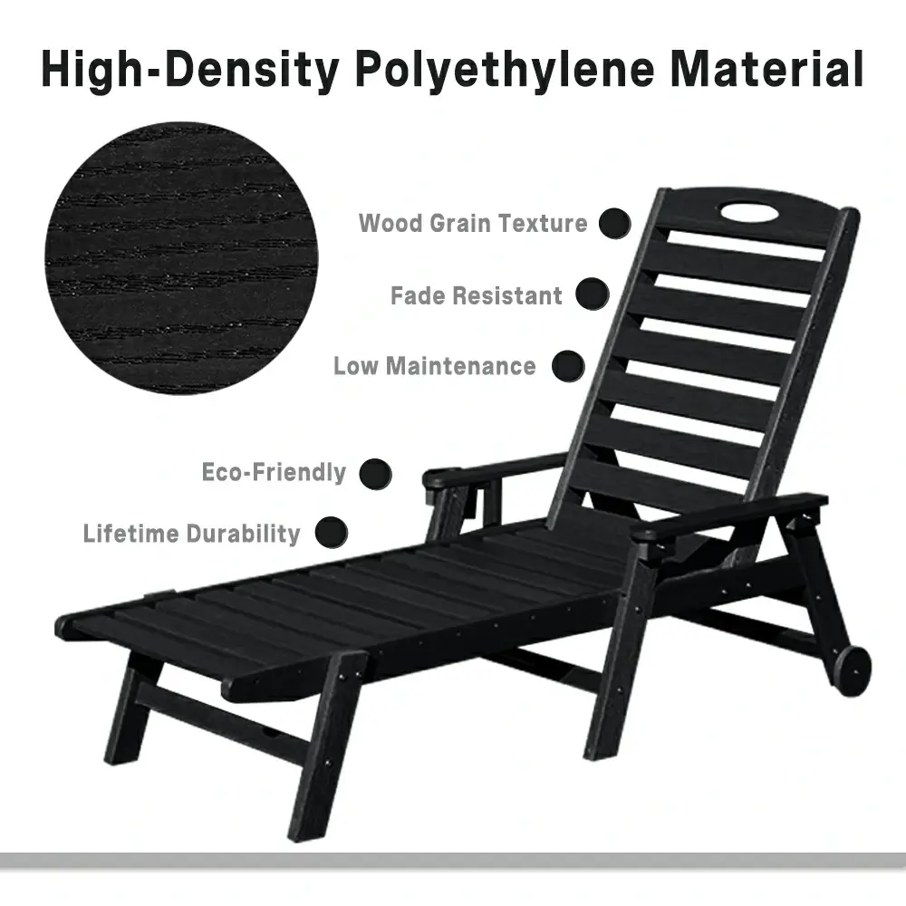 HDPE Patio Chaise Lounge with Arms - Image 49