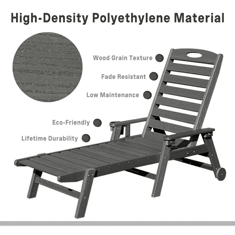 HDPE Patio Chaise Lounge with Arms - Image 5