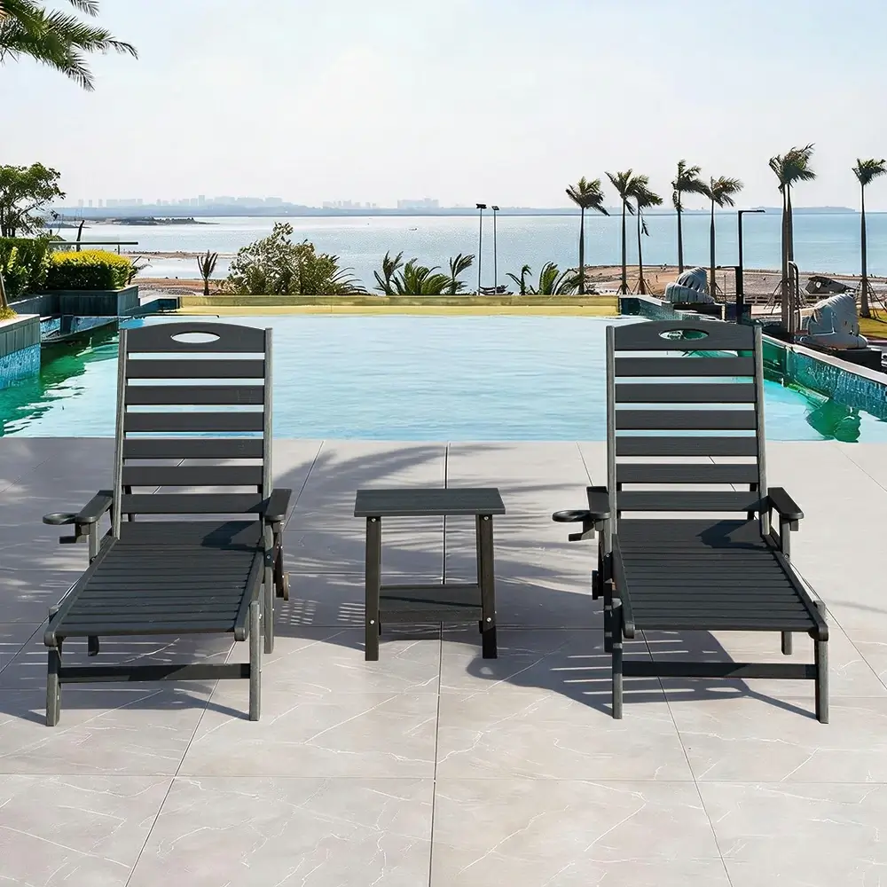 HDPE Patio Chaise Lounge with Arms - Image 50