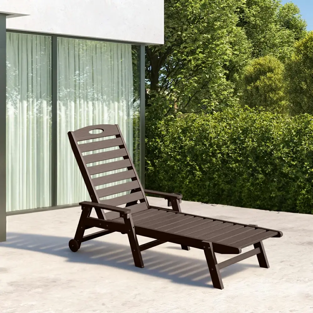 HDPE Patio Chaise Lounge with Arms - Image 51