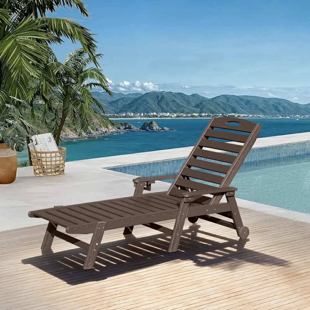 HDPE Patio Chaise Lounge with Arms - Image 52