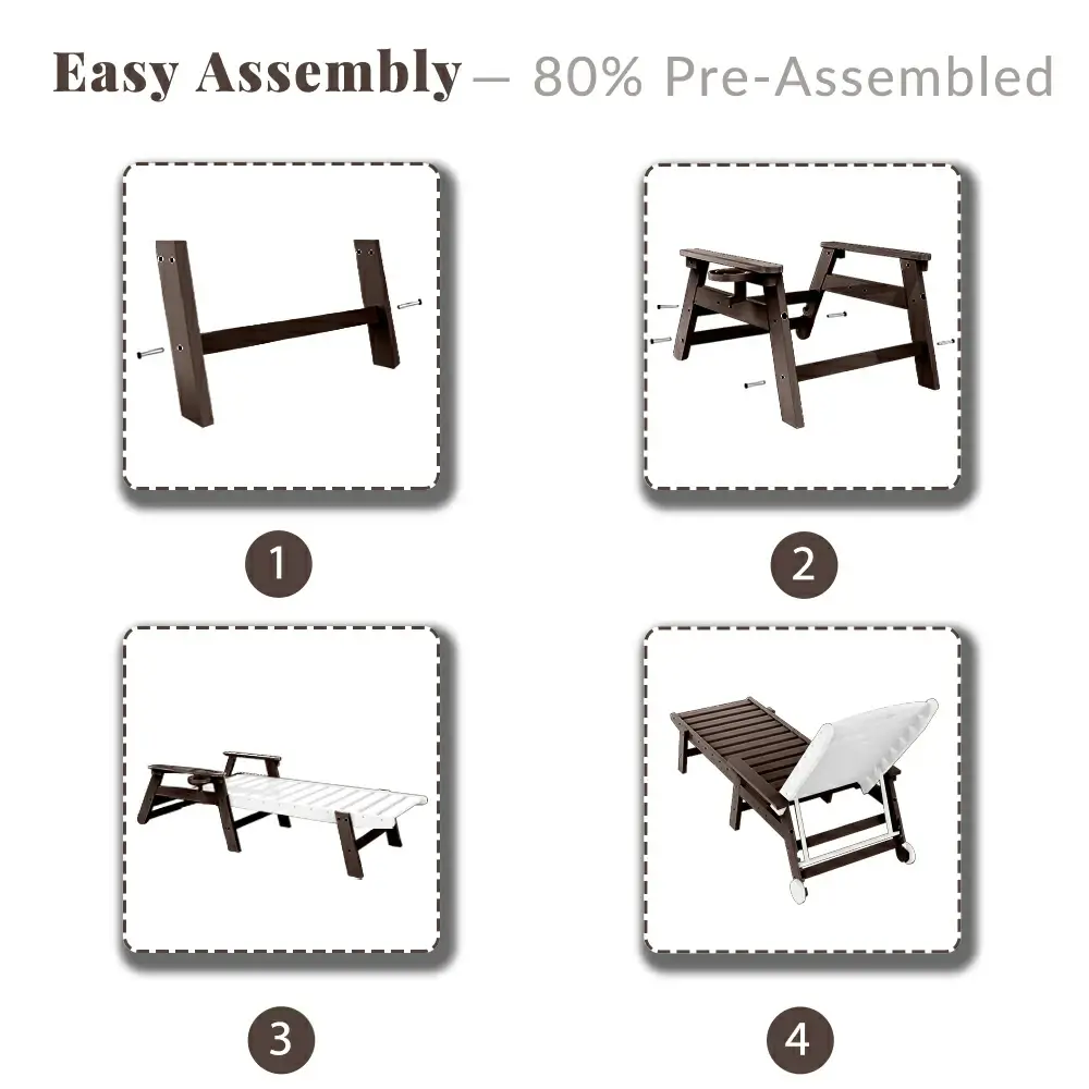 HDPE Patio Chaise Lounge with Arms - Image 57