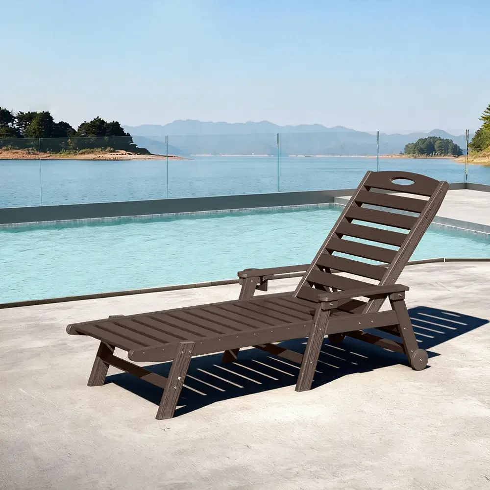 HDPE Patio Chaise Lounge with Arms - Image 58