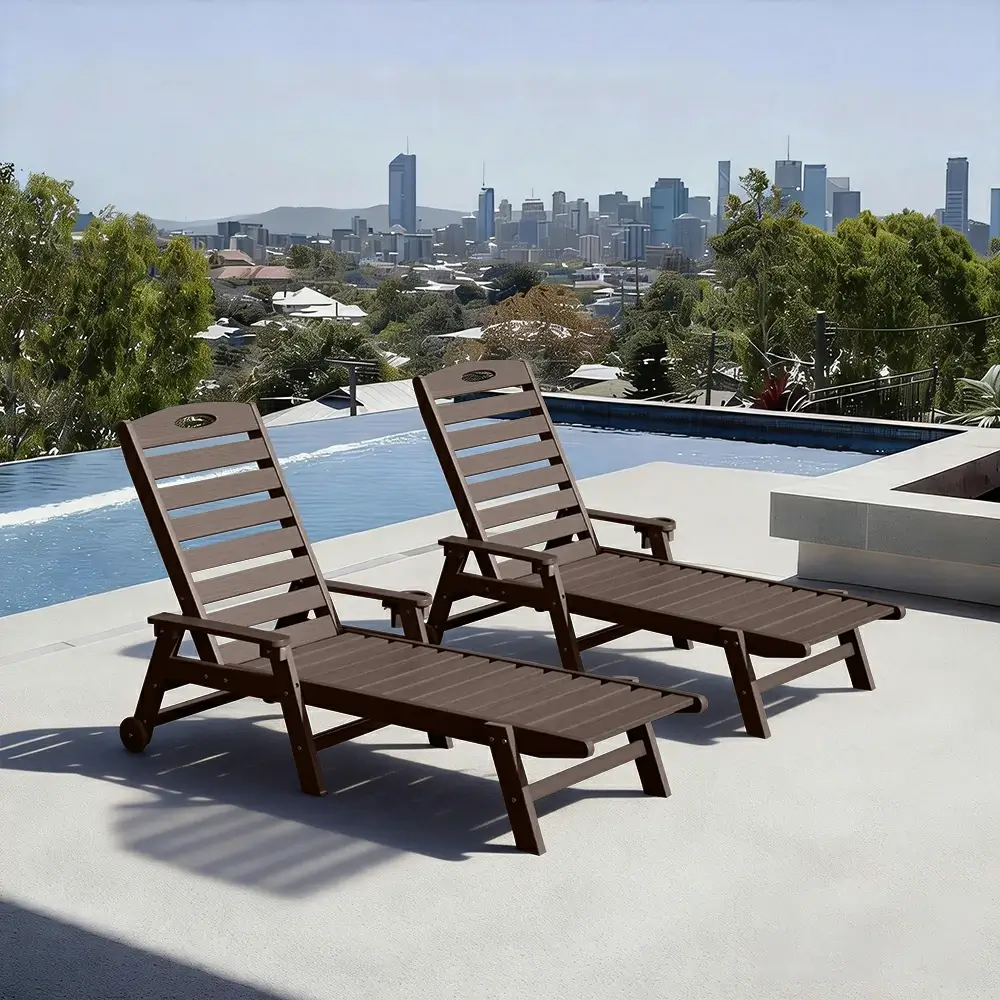 HDPE Patio Chaise Lounge with Arms - Image 59
