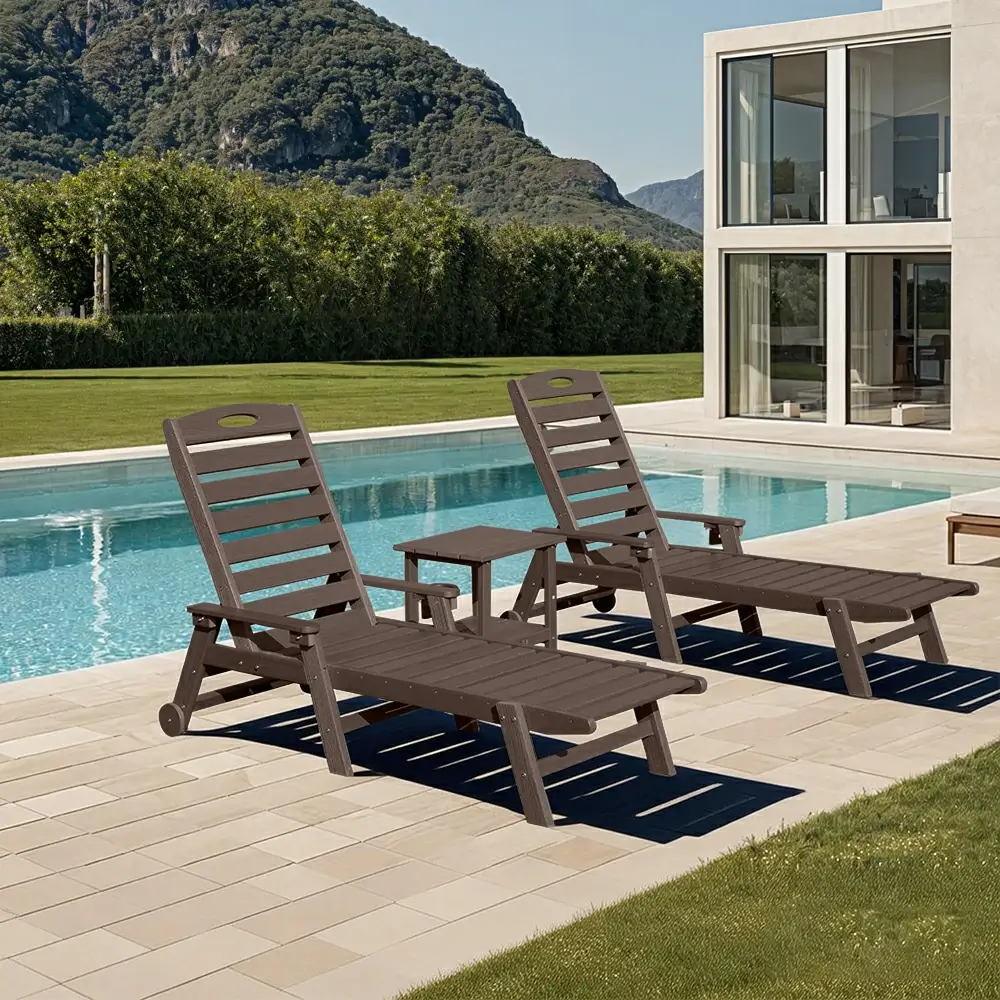 HDPE Patio Chaise Lounge with Arms - Image 60
