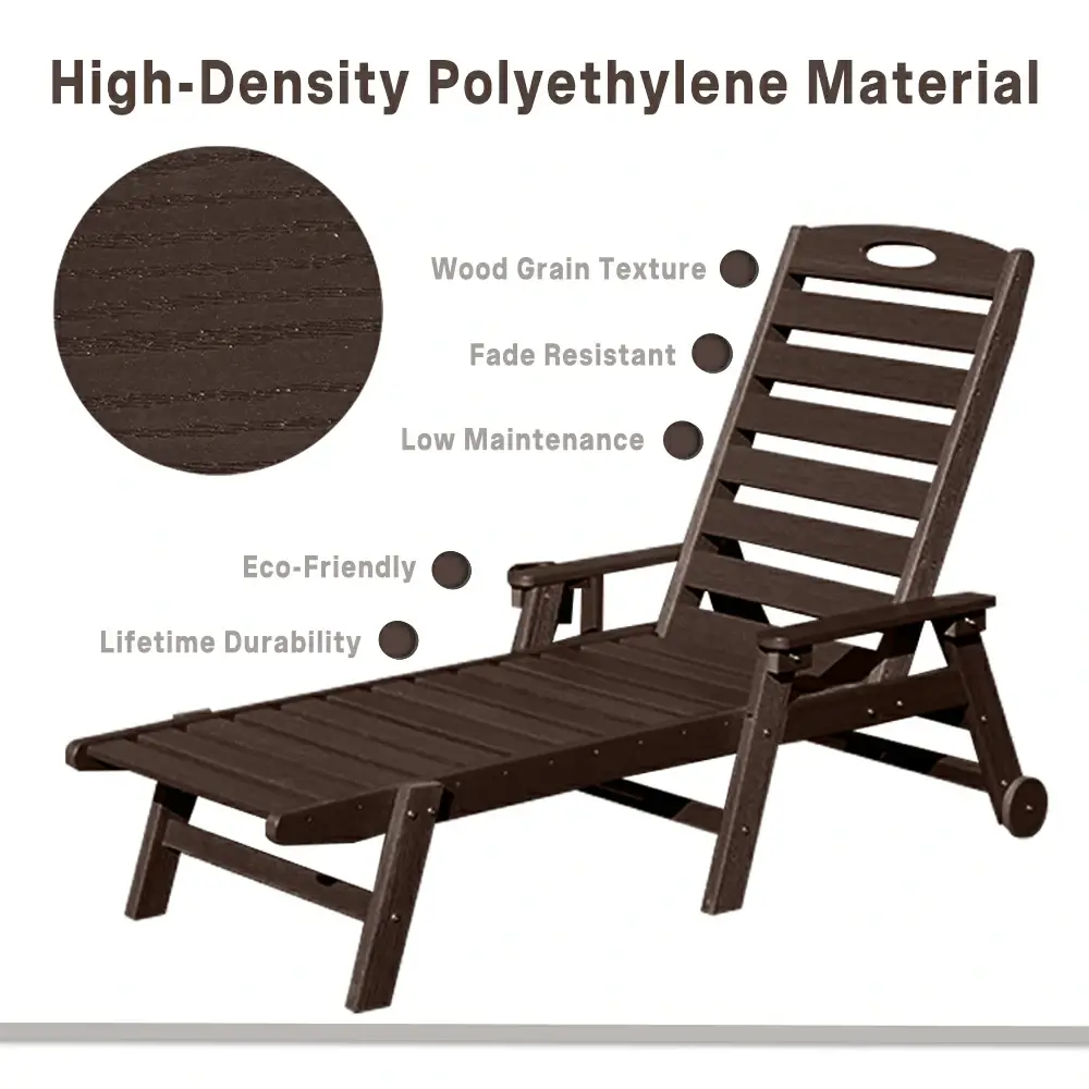 HDPE Patio Chaise Lounge with Arms - Image 62