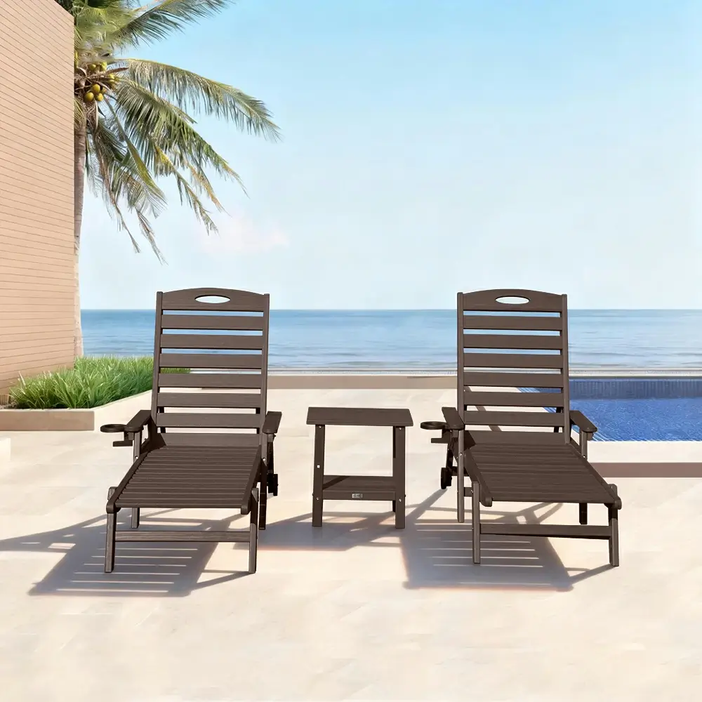 HDPE Patio Chaise Lounge with Arms - Image 66