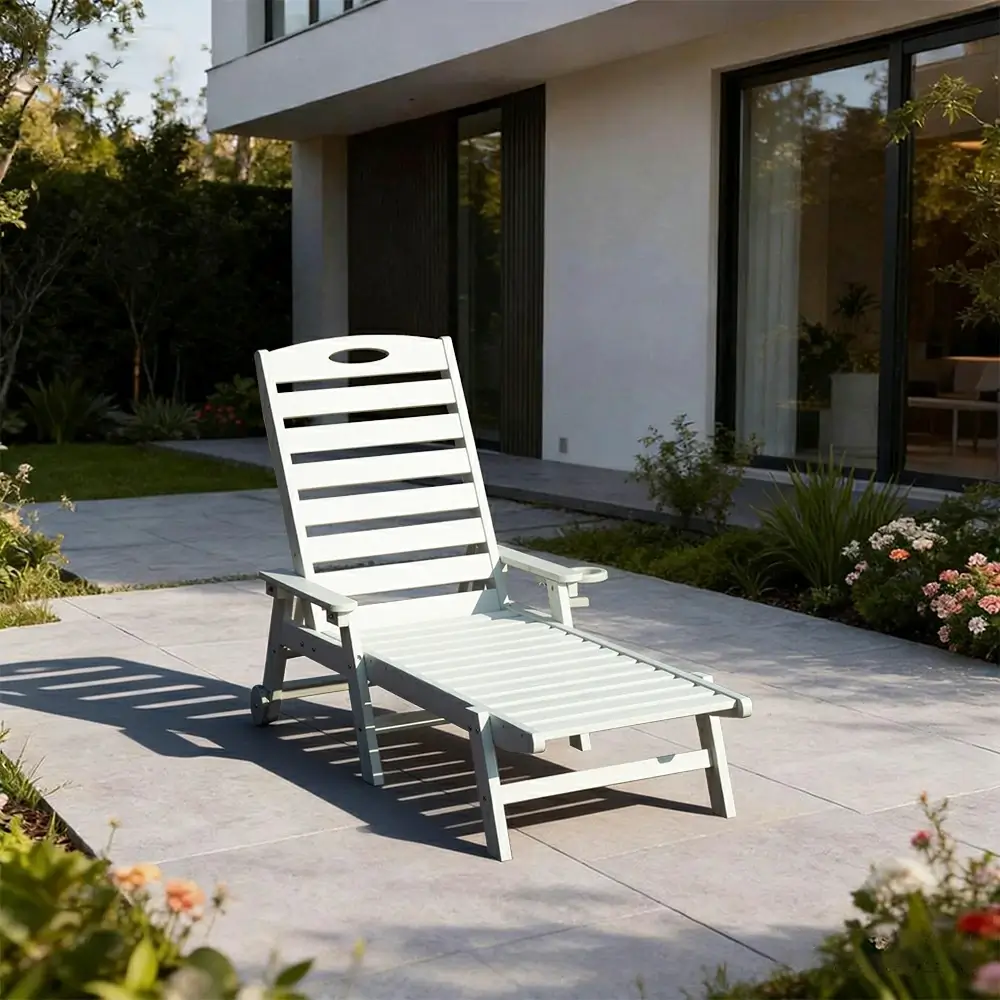 HDPE Patio Chaise Lounge with Arms - Image 67