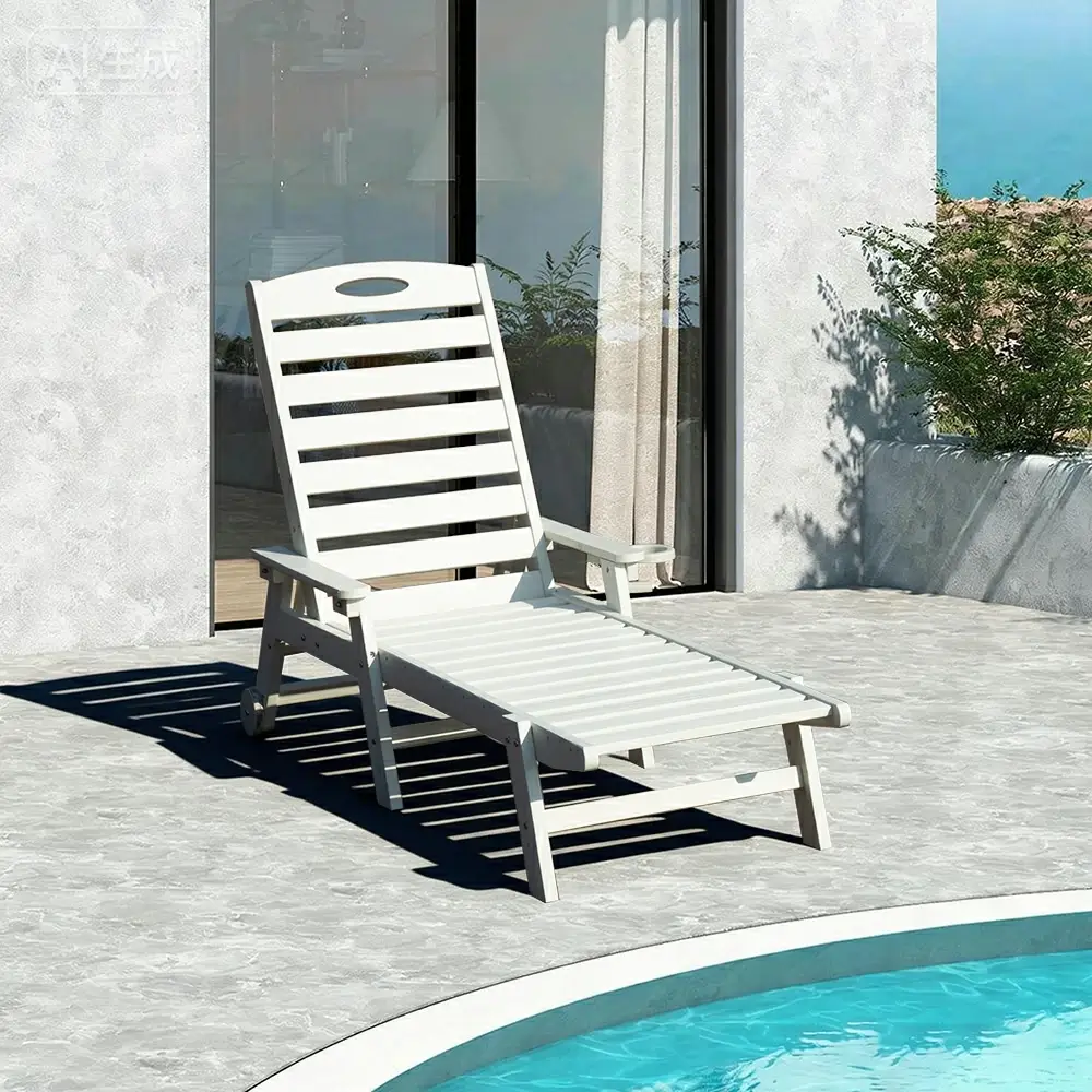HDPE Patio Chaise Lounge with Arms - Image 68