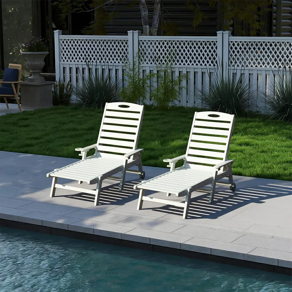 HDPE Patio Chaise Lounge with Arms - Image 69