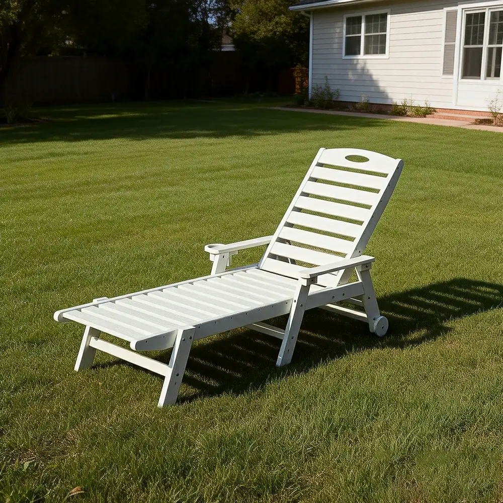 HDPE Patio Chaise Lounge with Arms - Image 70