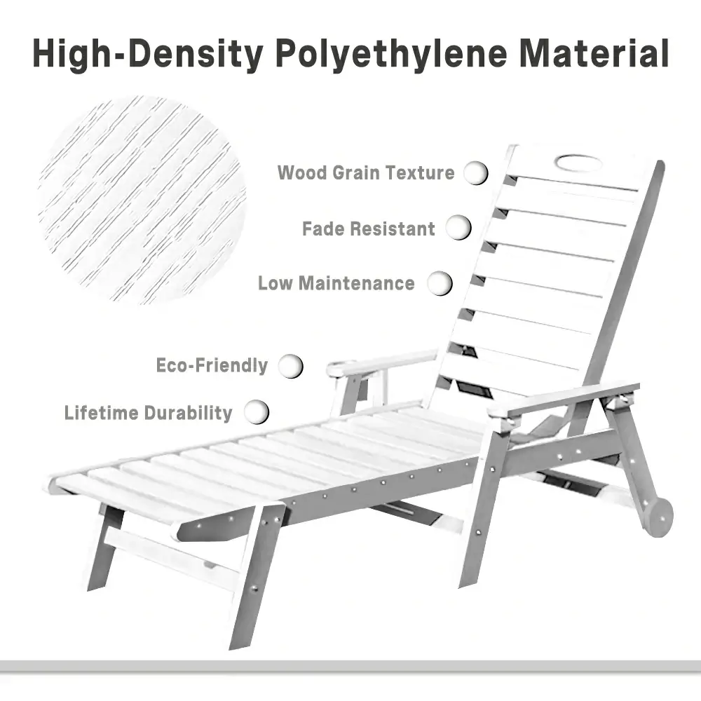 HDPE Patio Chaise Lounge with Arms - Image 72
