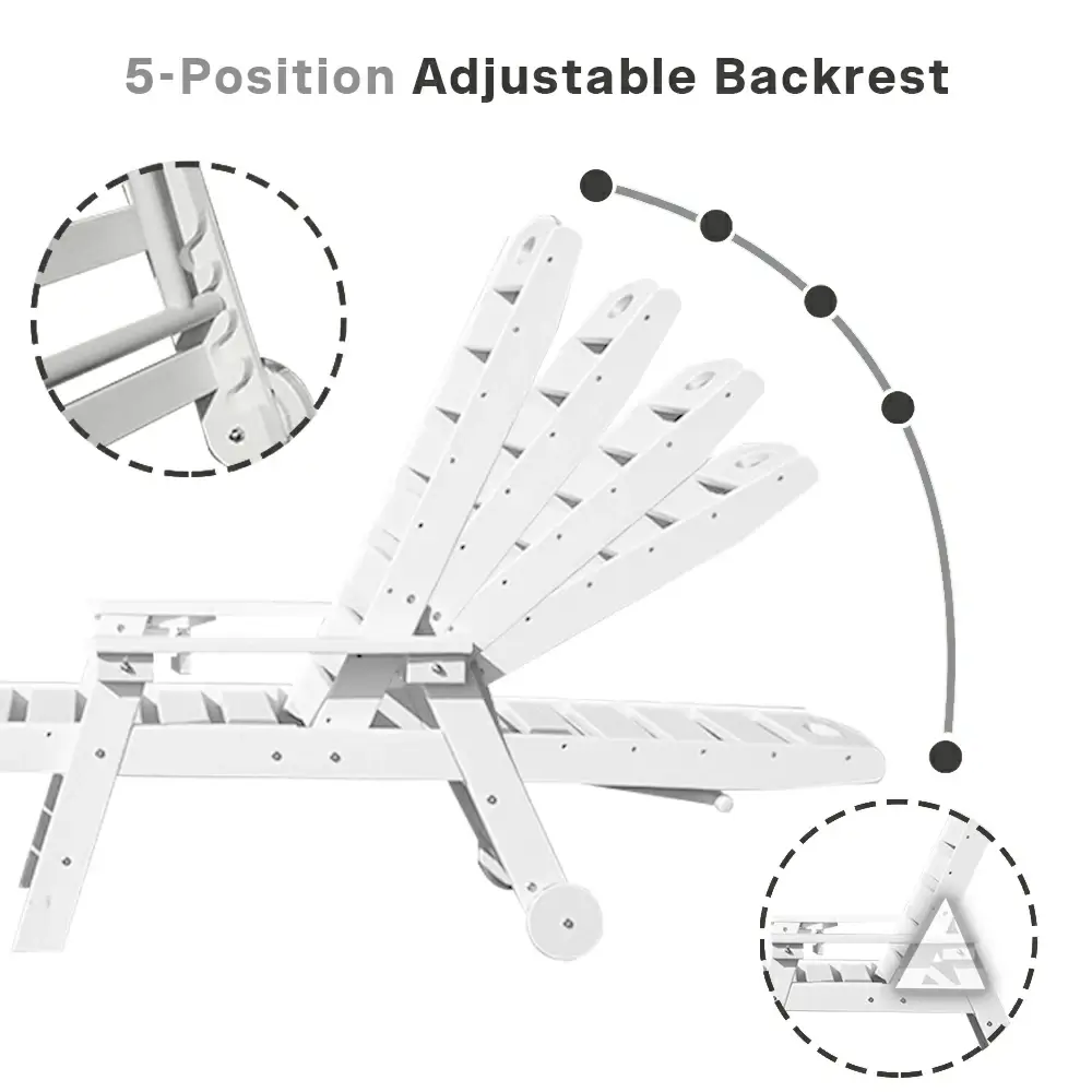 HDPE Patio Chaise Lounge with Arms - Image 73