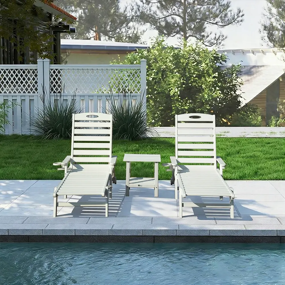 HDPE Patio Chaise Lounge with Arms - Image 76