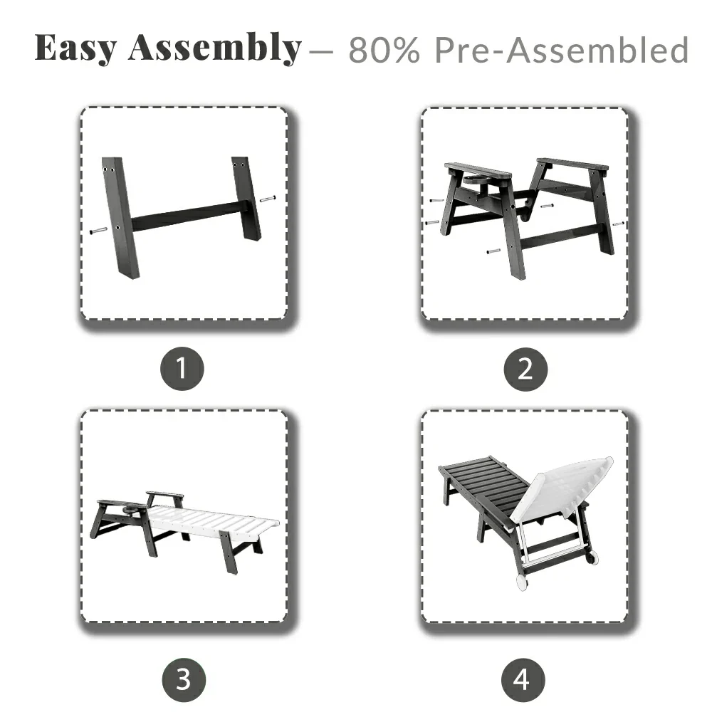 HDPE Patio Chaise Lounge with Arms - Image 8