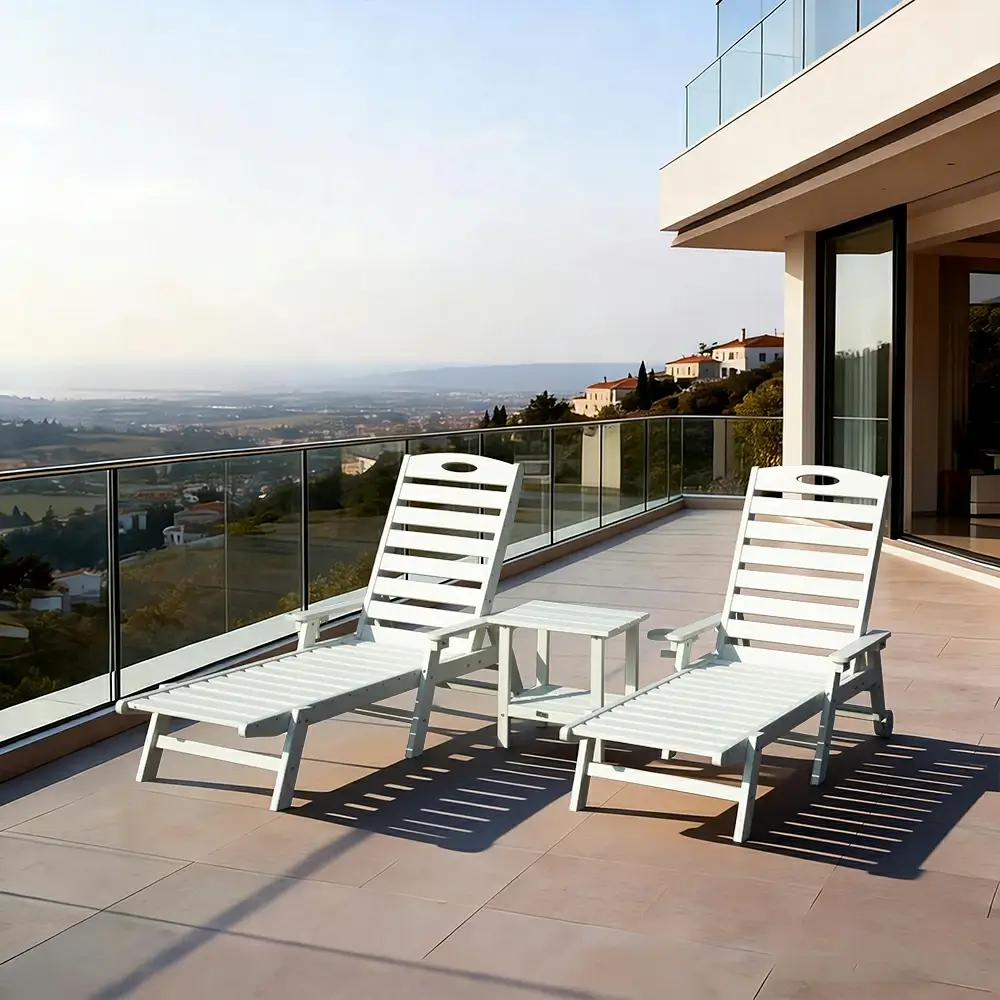 HDPE Patio Chaise Lounge with Arms - Image 82