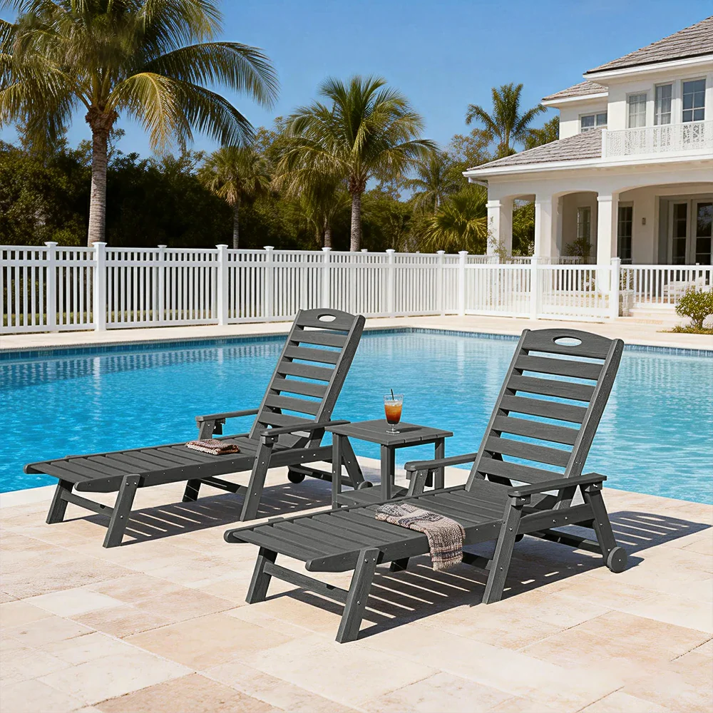 HDPE Patio Chaise Lounge with Arms - Image 9