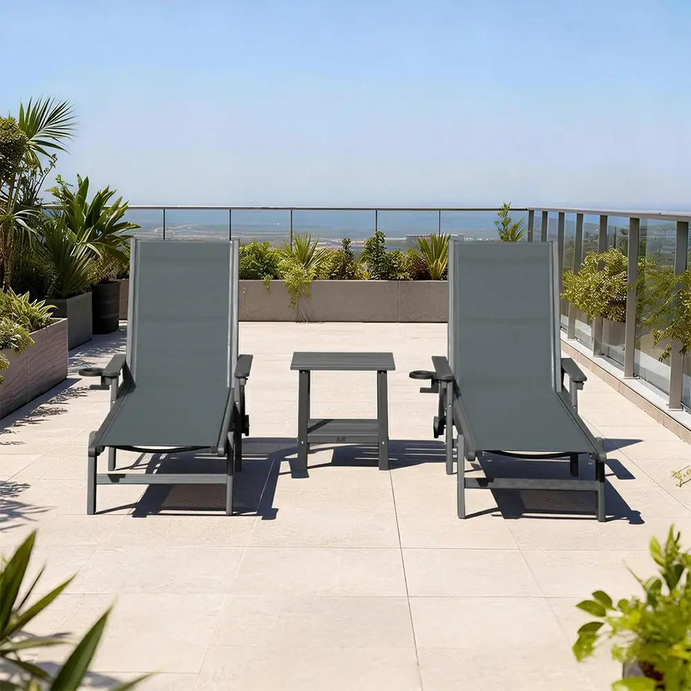 HDPE Sling Chaise Lounge with Arms - Image 15