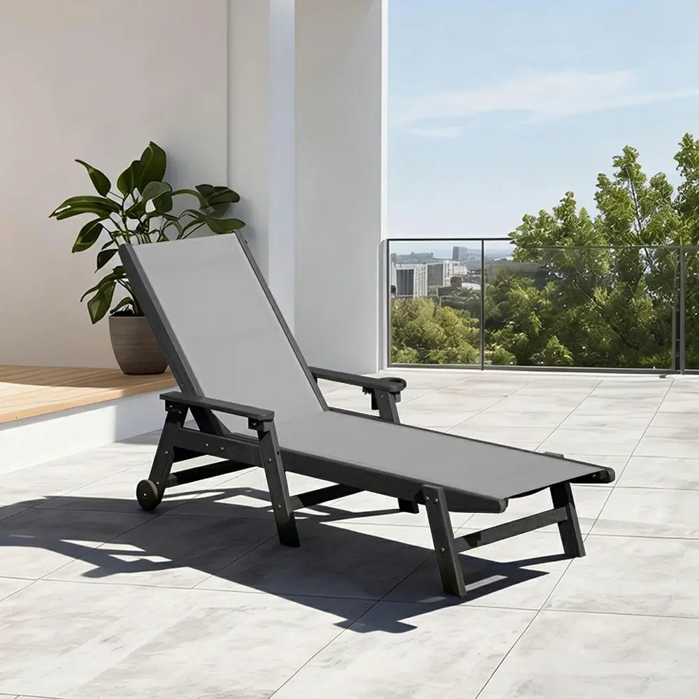 HDPE Sling Chaise Lounge with Arms - Image 16