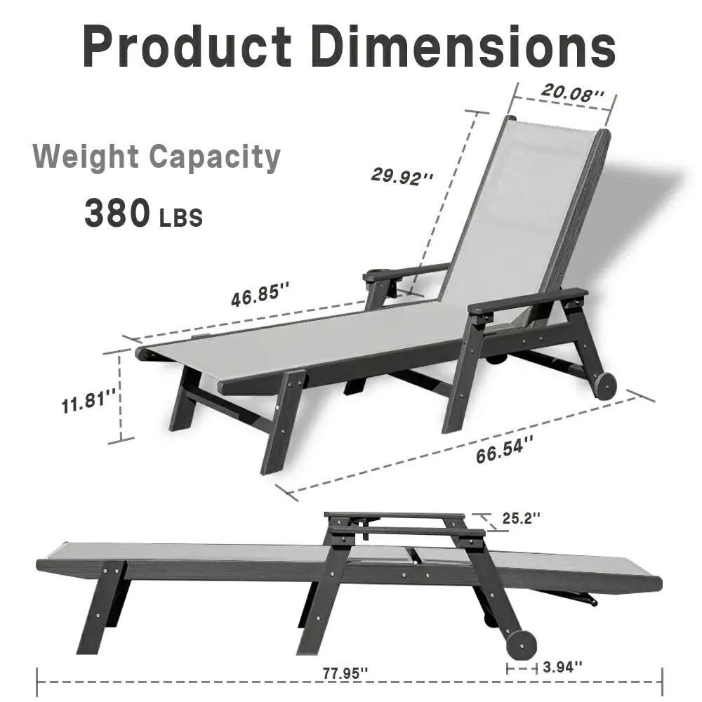 HDPE Sling Chaise Lounge with Arms - Image 18