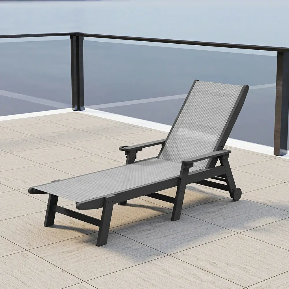 HDPE Sling Chaise Lounge with Arms - Image 22