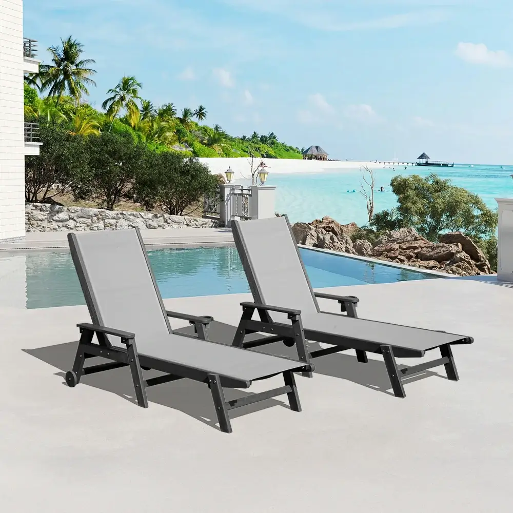 HDPE Sling Chaise Lounge with Arms - Image 23