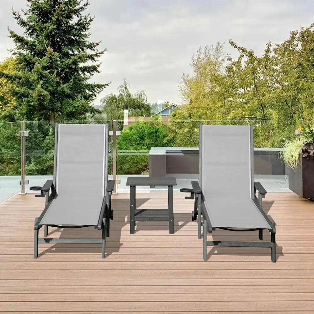 HDPE Sling Chaise Lounge with Arms - Image 24