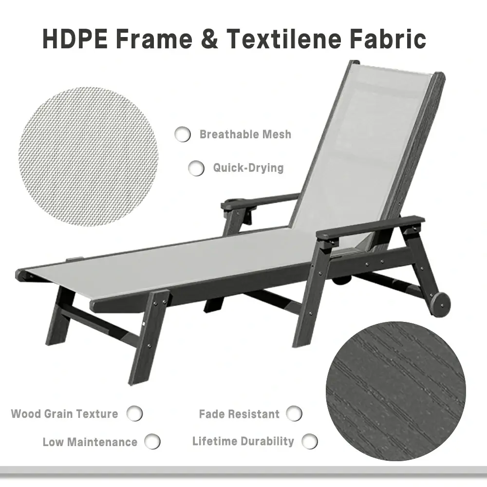 HDPE Sling Chaise Lounge with Arms - Image 27