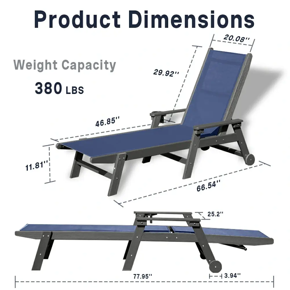 HDPE Sling Chaise Lounge with Arms - Image 32