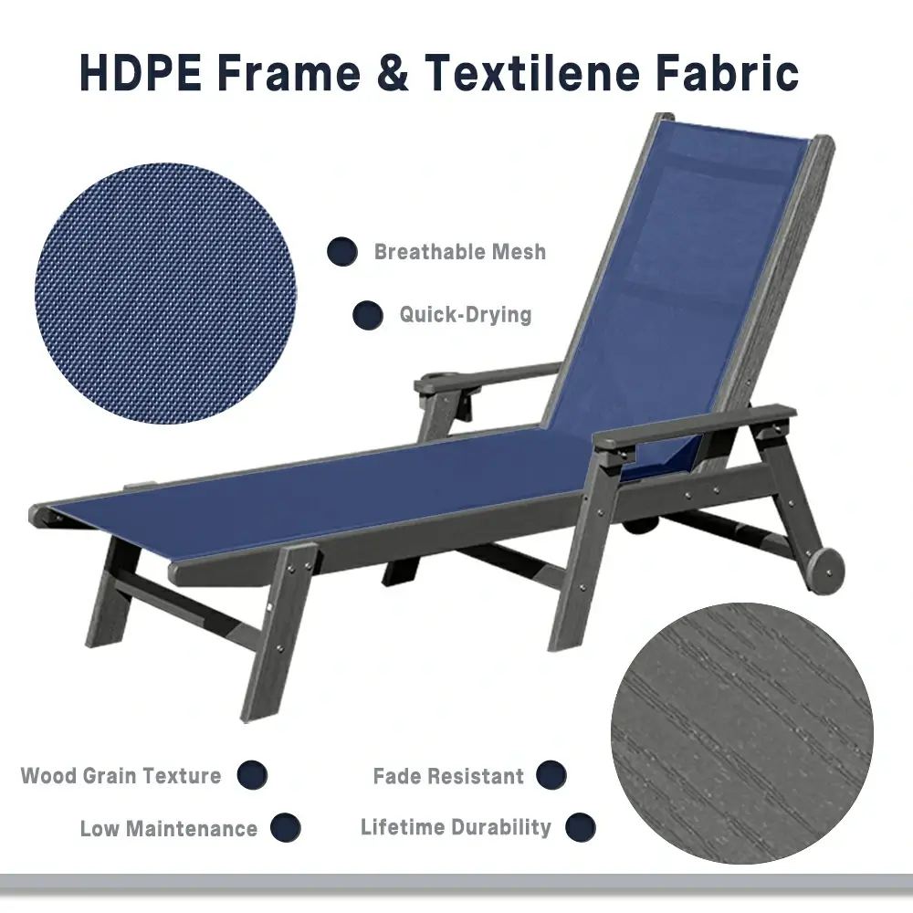 HDPE Sling Chaise Lounge with Arms - Image 33