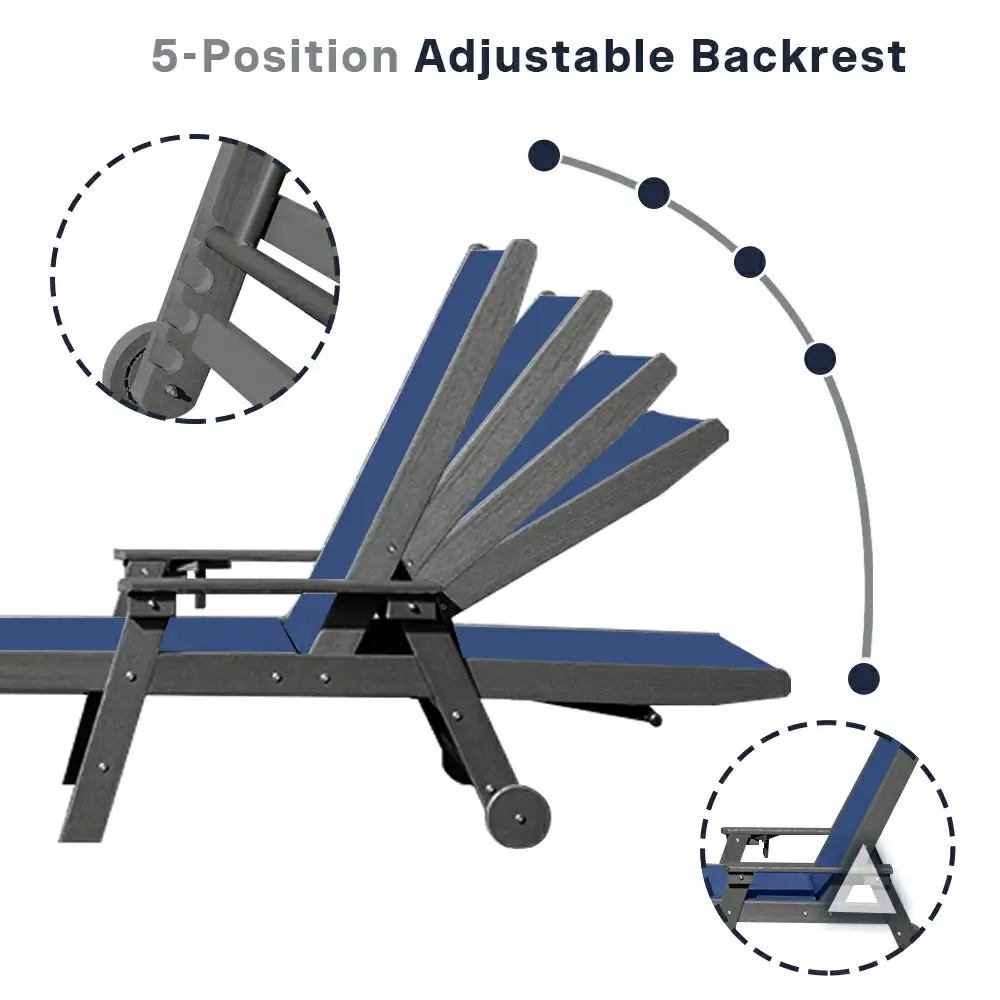 HDPE Sling Chaise Lounge with Arms - Image 34