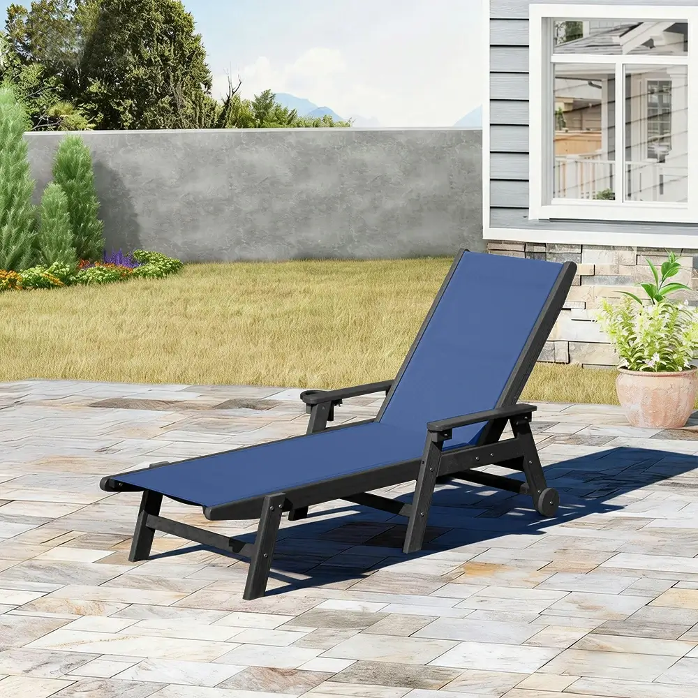 HDPE Sling Chaise Lounge with Arms - Image 36