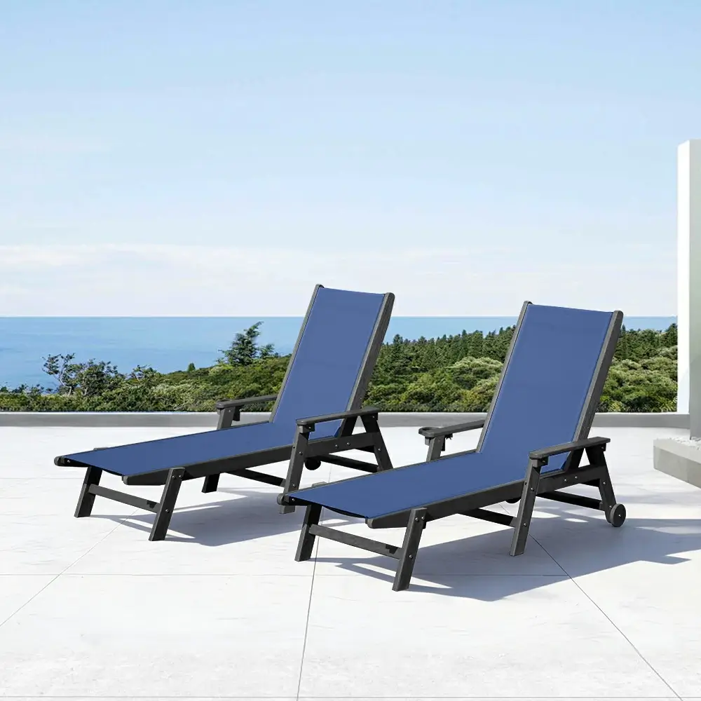 HDPE Sling Chaise Lounge with Arms - Image 37