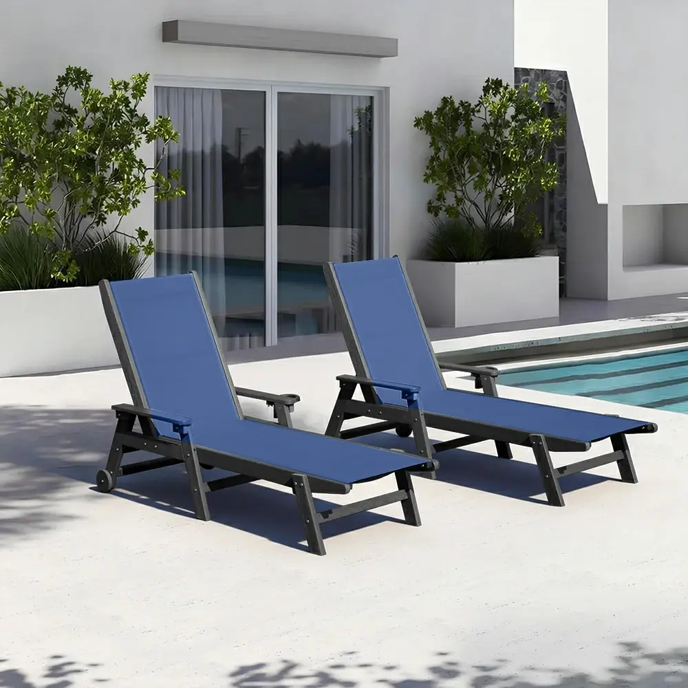 HDPE Sling Chaise Lounge with Arms - Image 38