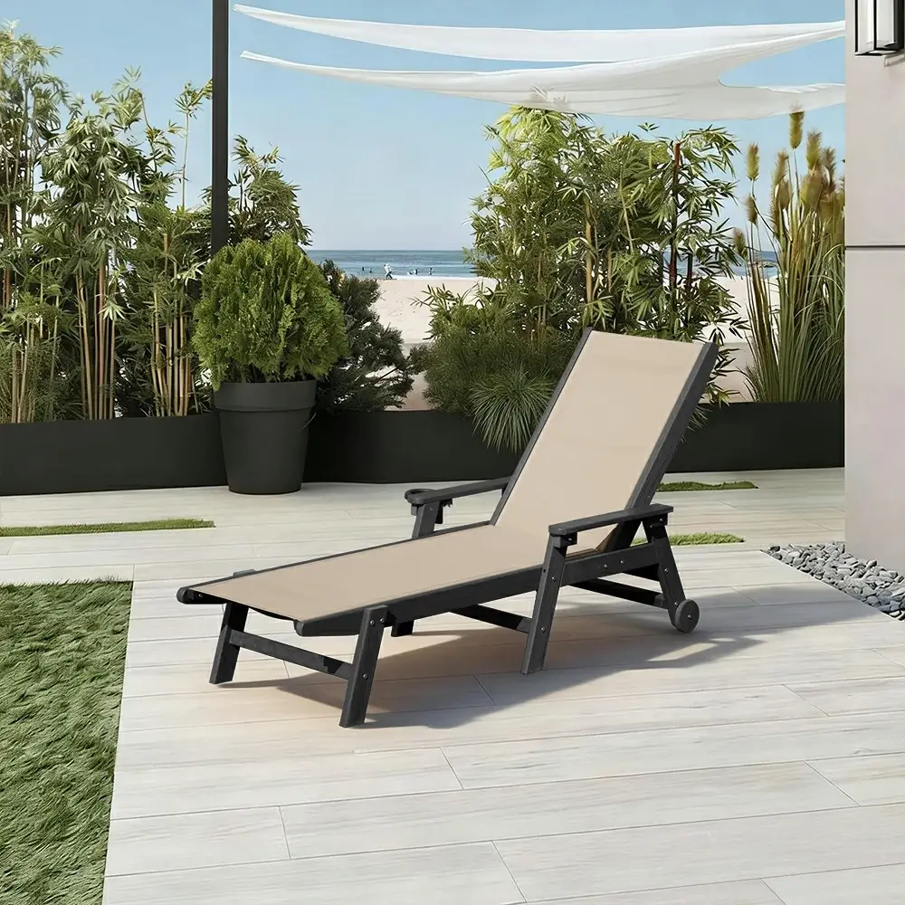 HDPE Sling Chaise Lounge with Arms - Image 44