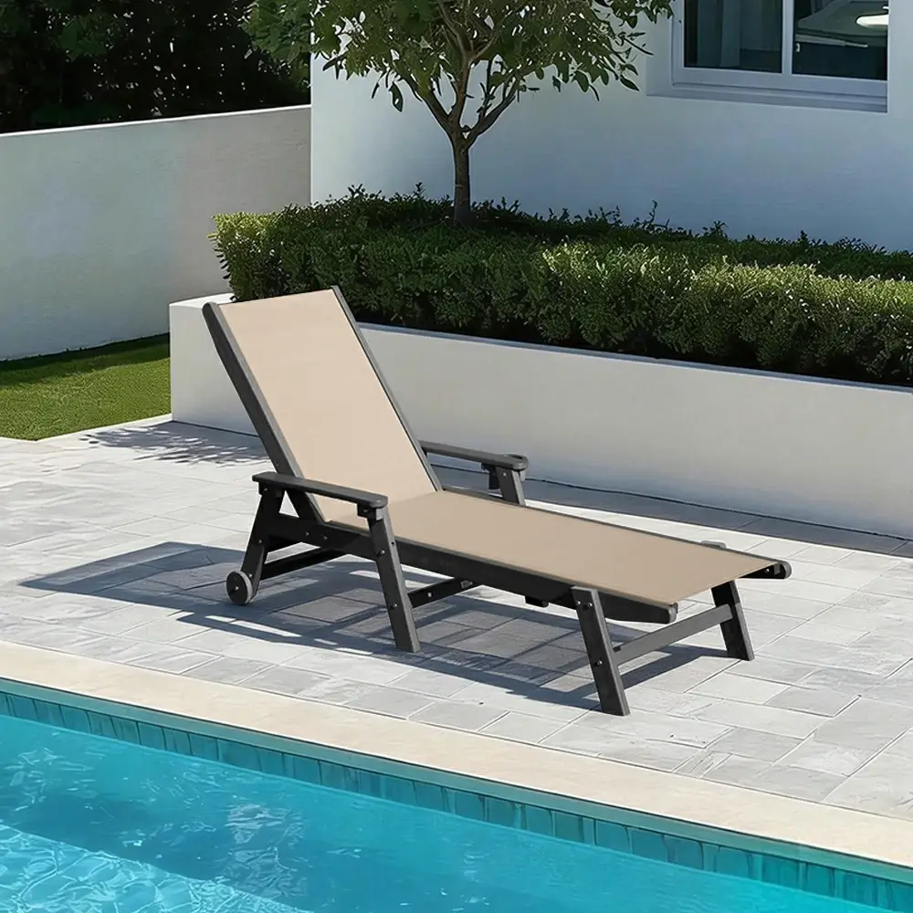 HDPE Sling Chaise Lounge with Arms - Image 45