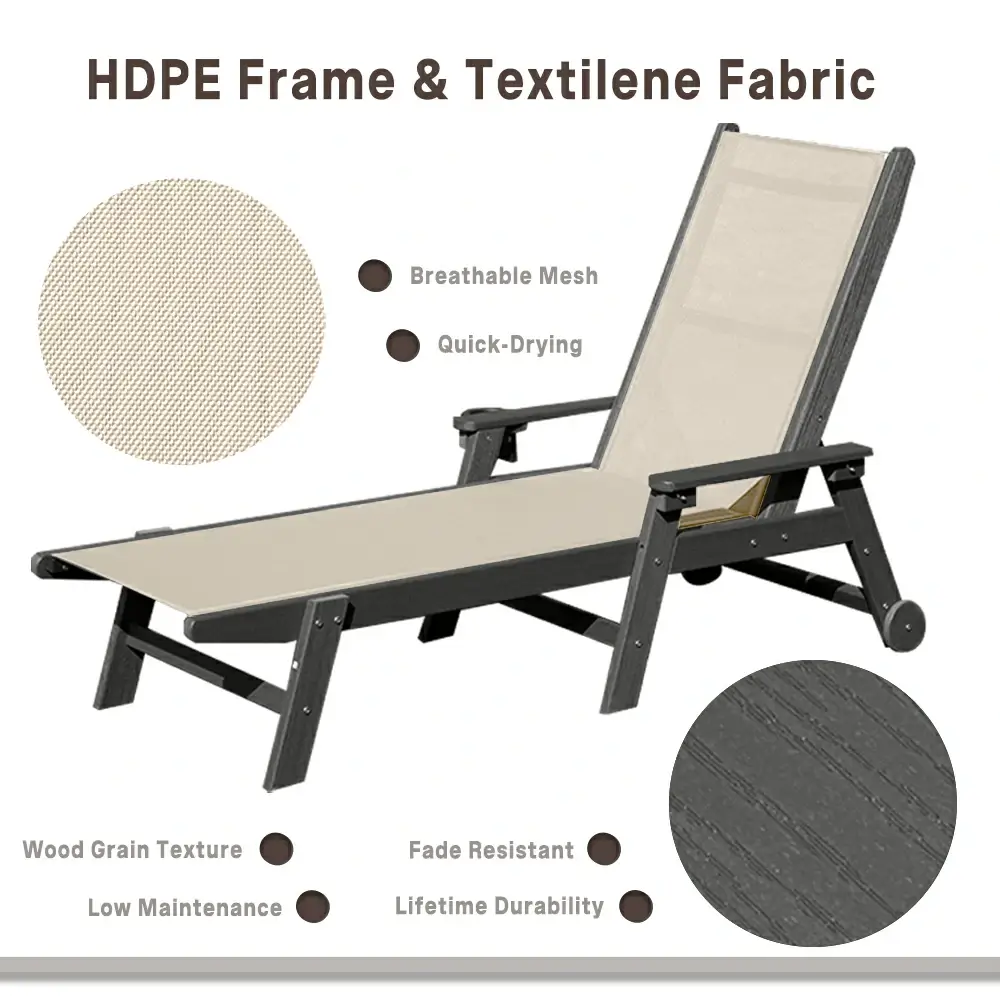 HDPE Sling Chaise Lounge with Arms - Image 47