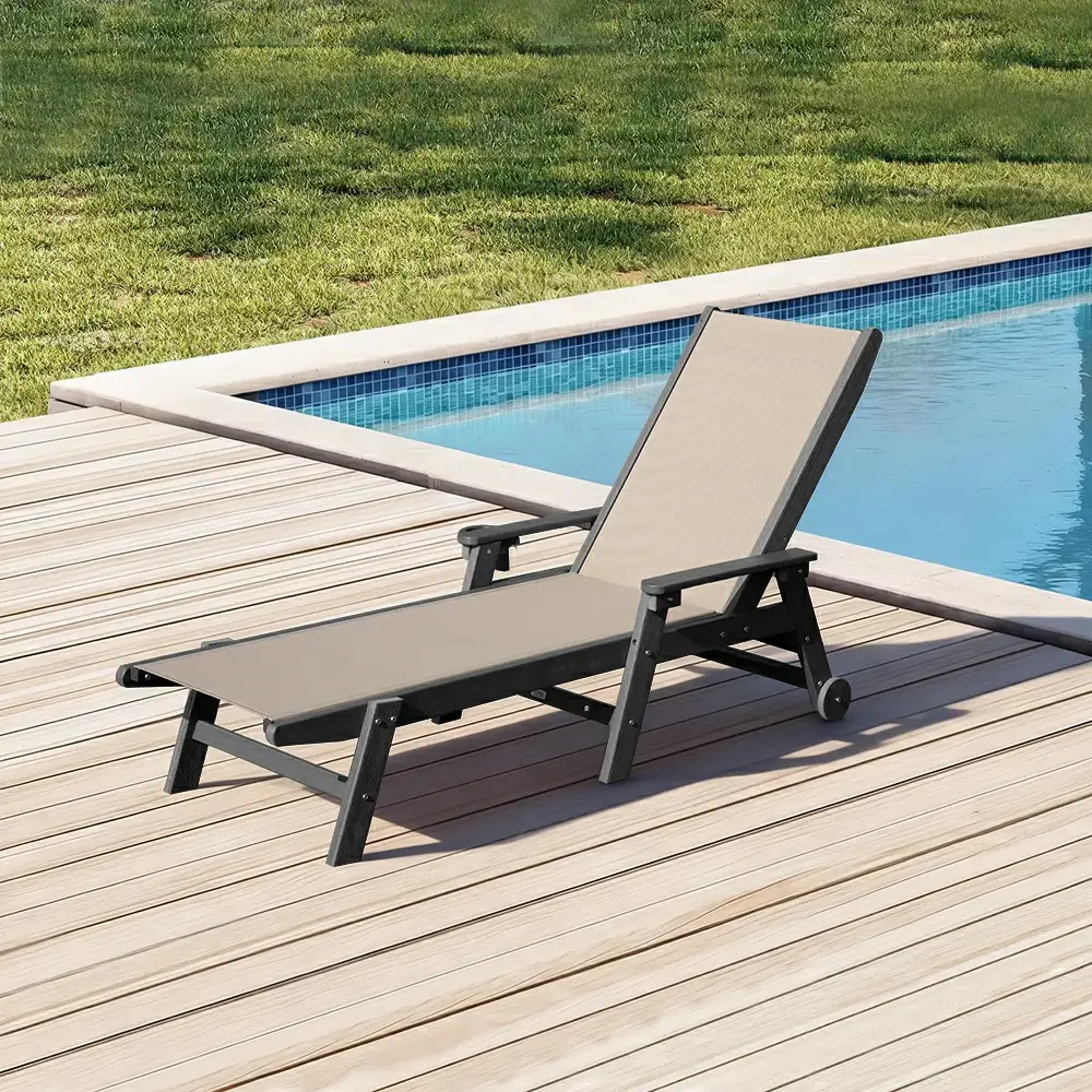 HDPE Sling Chaise Lounge with Arms - Image 50