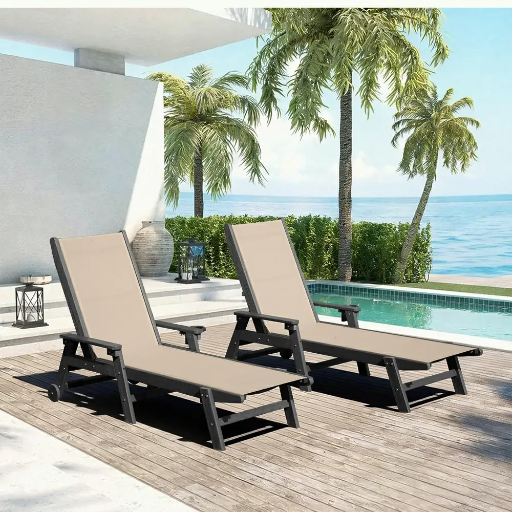 HDPE Sling Chaise Lounge with Arms - Image 51