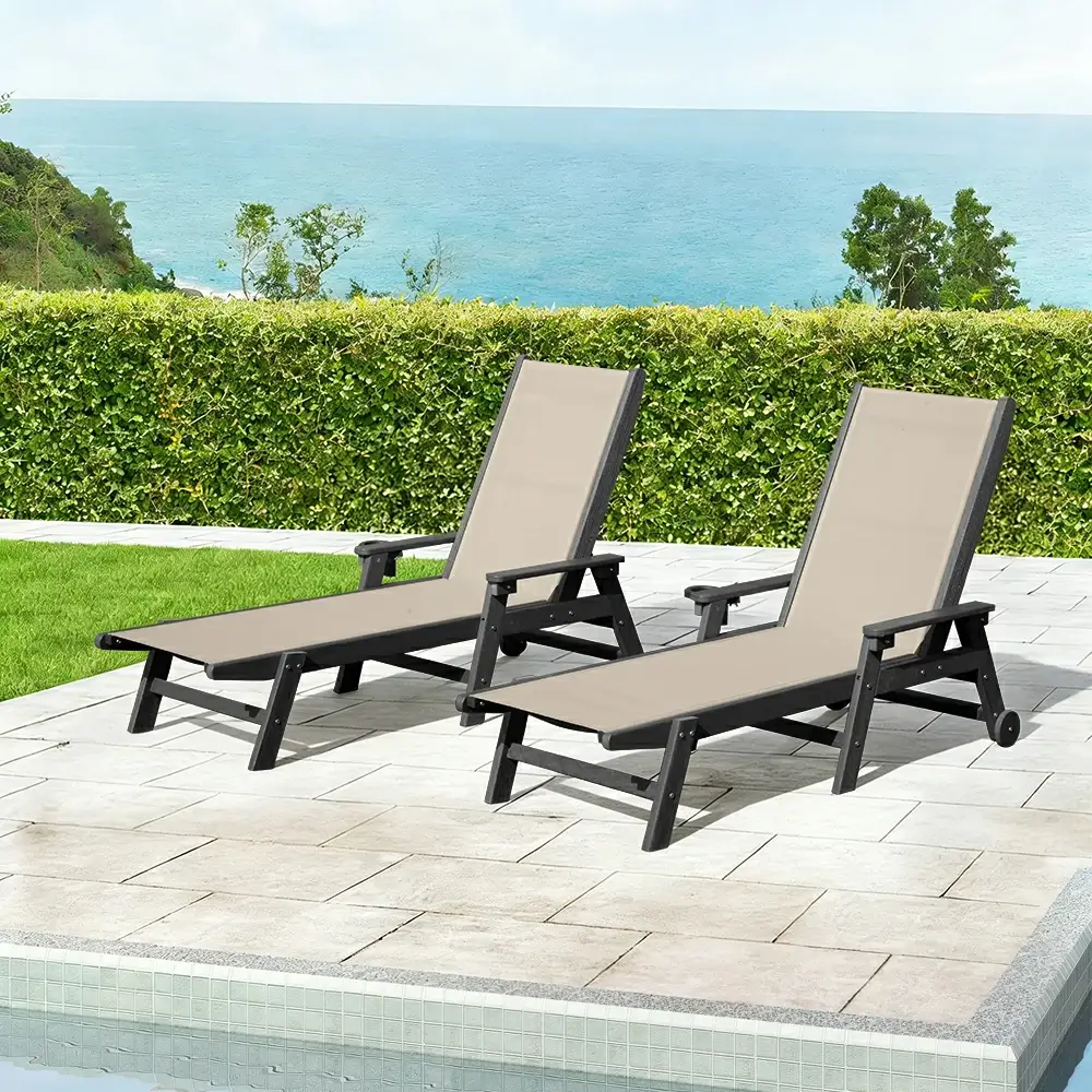HDPE Sling Chaise Lounge with Arms - Image 52