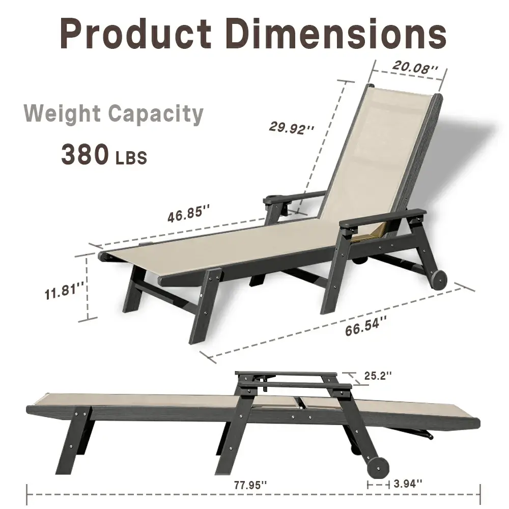 HDPE Sling Chaise Lounge with Arms - Image 53